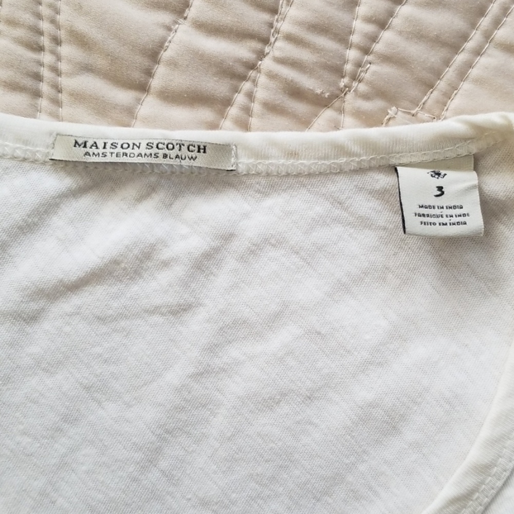 Maison scotch off white Amsterdams blauw tshirt